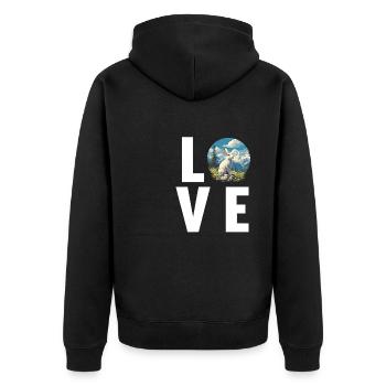 Hasen Hase - Unisex Premium Bio Zip Hoodie - Schwarz - Hinten - Nico (187cm)