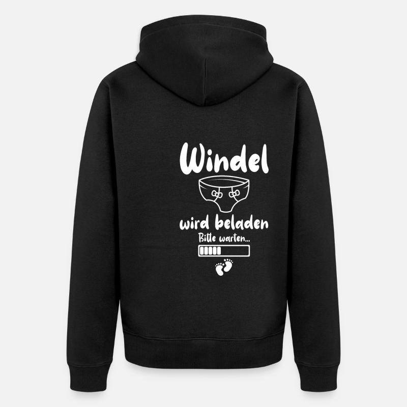 Windel Wird Beladen Bitte Warten... - Unisex Premium Bio Zip Hoodie - Schwarz