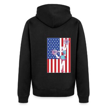 Sport Cheerleading Geschenk USA Flagge Cheerleader - Unisex Premium Bio Zip Hoodie - Schwarz - Hinten - Nico (187cm)
