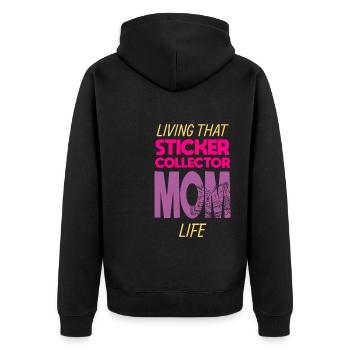 Living That Sticker Collector Mom Life Mama - Unisex Premium Bio Zip Hoodie - Schwarz - Hinten - Nico (187cm)