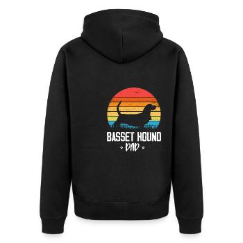 Basset Hound - Unisex Premium Bio Zip Hoodie - Schwarz - Hinten - Nico (187cm)