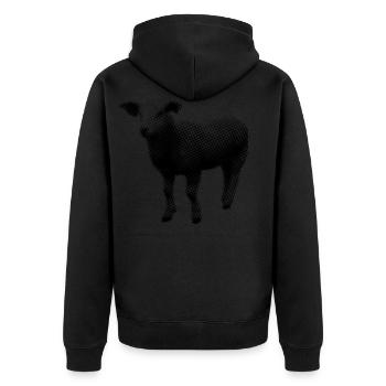 Lamb - Unisex Premium Organic Zip Hoodie - black - Back - Nico (187cm)