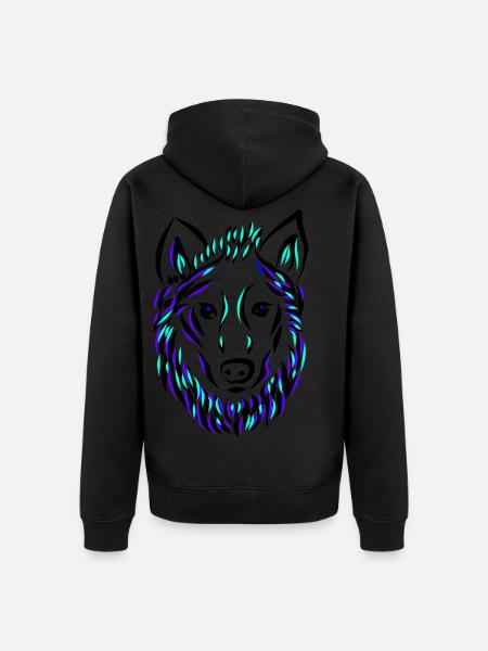 Wolf Dog Wolf's Head - Unisex Premium Organic Zip Hoodie -