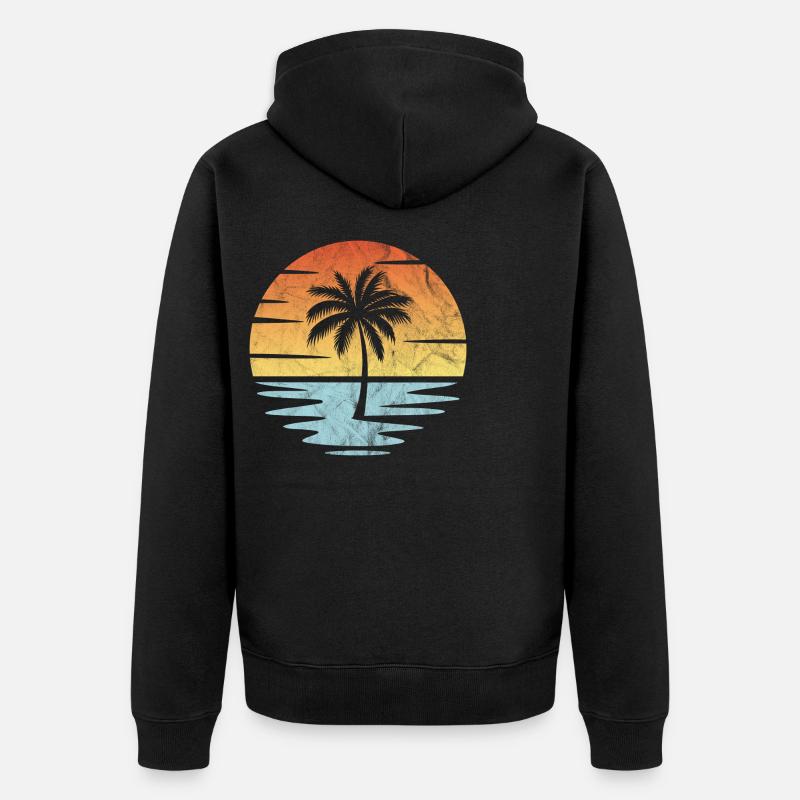 Plage Coucher de soleil - Veste à capuche bio Premium Unisexe - noir