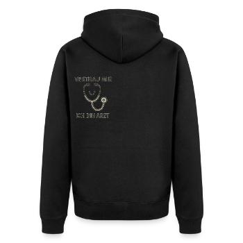 Vertrau mir, ich bin Arzt - Unisex Premium Bio Zip Hoodie - Schwarz - Hinten - Nico (187cm)