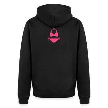 Badeanzug Bikini Top Geschenk Strand Baden Sommer - Unisex Premium Bio Zip Hoodie - Schwarz - Hinten - Nico (187cm)