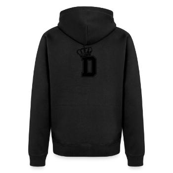 Letter D King - Unisex Premium Organic Zip Hoodie - black - Back - Nico (187cm)