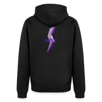 Impact PURPLE (modern) - Unisex Premium Bio Zip Hoodie - Schwarz - Hinten - Nico (187cm)