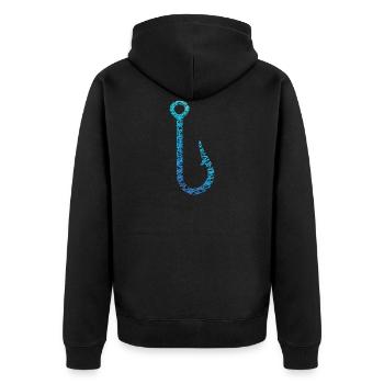 Fishing Hook Hook Scribble Colors Angler - Unisex Premium Organic Zip Hoodie - black - Back - Nico (187cm)