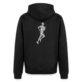 Running Man Silhouette - Run Text Human Shape - Unisex Premium Organic Zip Hoodie - black - Back - Nico (187cm)