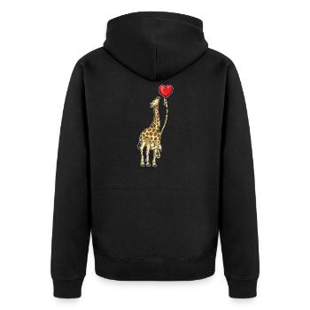Giraffe Balloon - Unisex Premium Organic Zip Hoodie - black - Back - Nico (187cm)