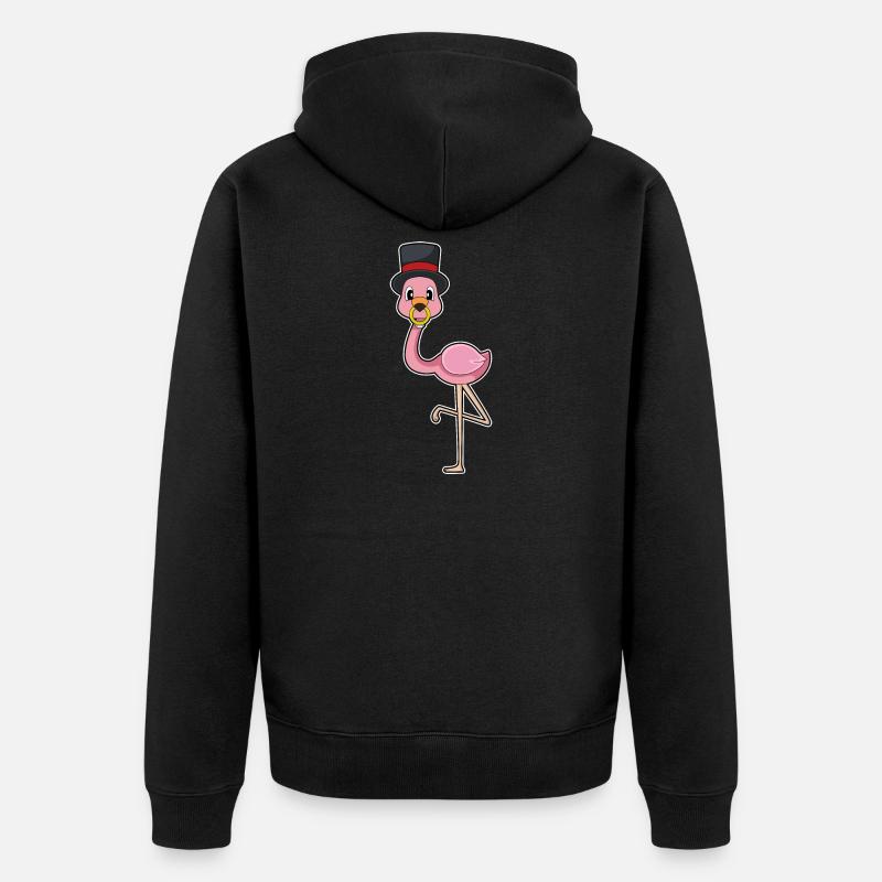 Flamingo Bräutigam Ehering Hochzeit - Unisex Premium Bio Zip Hoodie - Schwarz