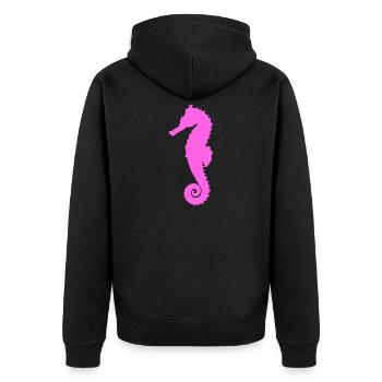 Seepferdchen pink - Unisex Premium Bio Zip Hoodie - Schwarz - Hinten - Nico (187cm)