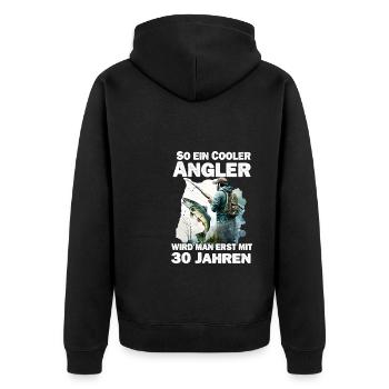 30 Geburtstag Angler Fischen Angeln Spruch - Unisex Premium Bio Zip Hoodie - Schwarz - Hinten - Nico (187cm)