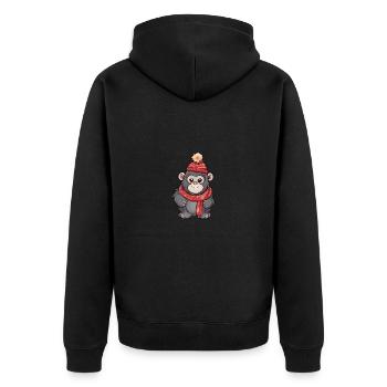 Cute gorilla in festive winter look! - Unisex Premium Organic Zip Hoodie - black - Back - Nico (187cm)