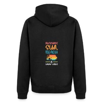 Mykonos Holiday Vibes - Unisex Premium Organic Zip Hoodie - black - Back - Nico (187cm)