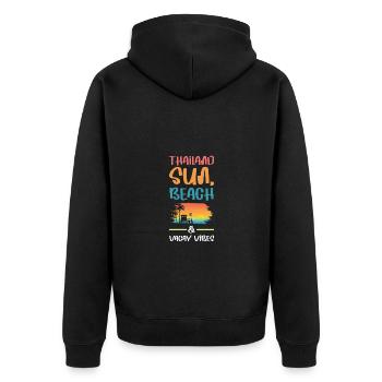 Thailand Urlaub Vibes - Unisex Premium Bio Zip Hoodie - Schwarz - Hinten - Nico (187cm)