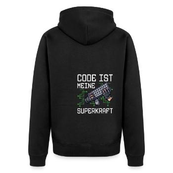 Code Ist Meine Superkraft Software Entwickler Code - Unisex Premium Bio Zip Hoodie - Schwarz - Hinten - Nico (187cm)