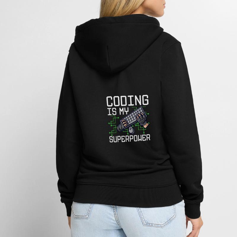 Coding Is My Superpower Programming Coder Computer Unisex Premium Bio Zip Hoodie
