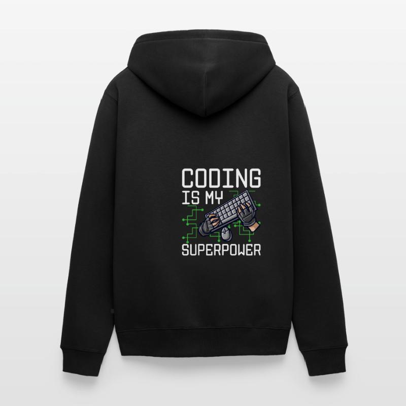 Coding Is My Superpower Programming Coder Computer Unisex Premium Bio Zip Hoodie