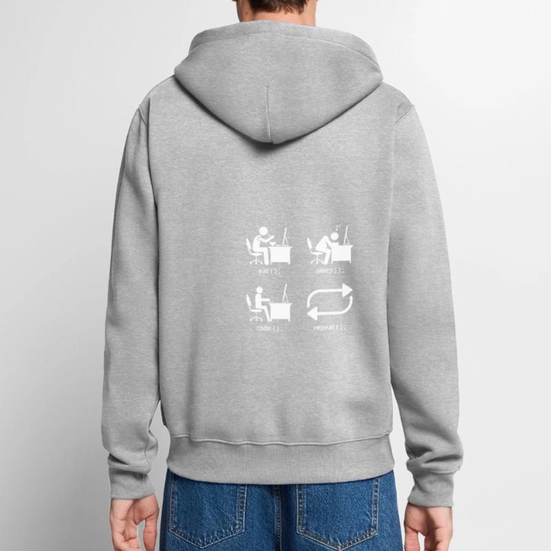 Eat Sleep Code Repeat Coder Programmer Software De Unisex Premium Bio Zip Hoodie