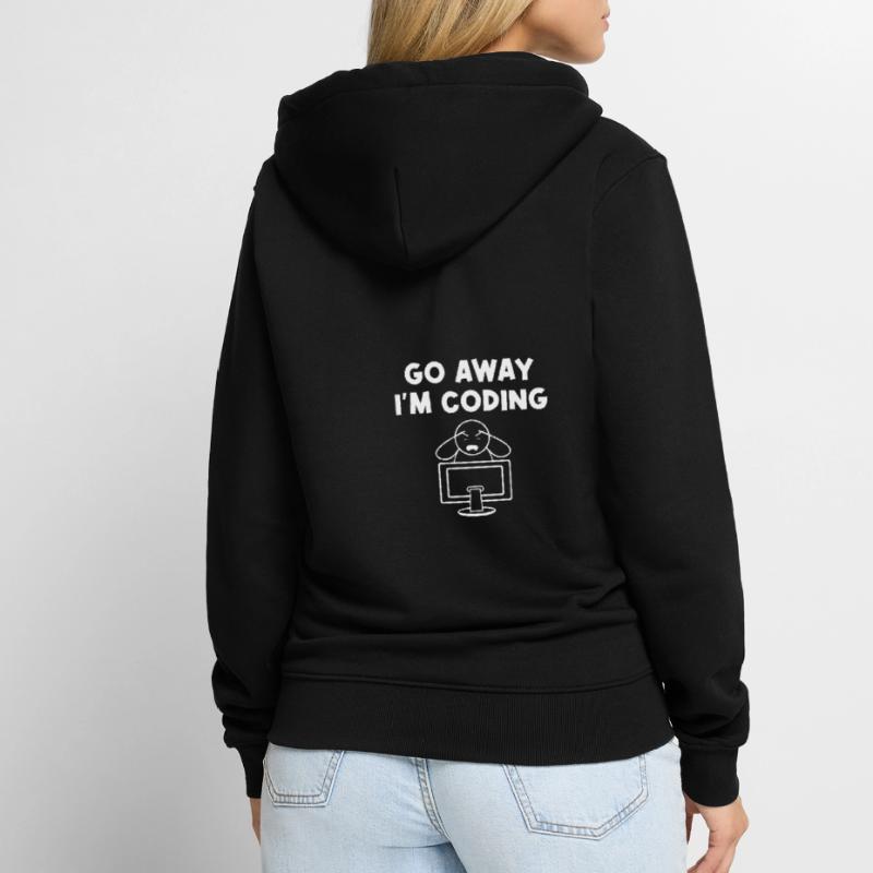 Go Away I'm Coding Programmer Computer Admin Devel Unisex Premium Bio Zip Hoodie