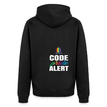 Code Pride Alert Bisexual Lesbian Love Asexual Tra - Unisex Premium Bio Zip Hoodie - Schwarz - Hinten - Nico (187cm)