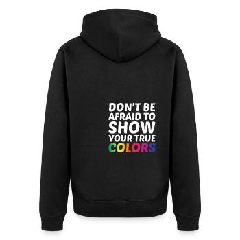 Dont Be Afraid To Show Your True Colors Bisexual T - Unisex Premium Bio Zip Hoodie - Schwarz - Hinten - Nico (187cm)