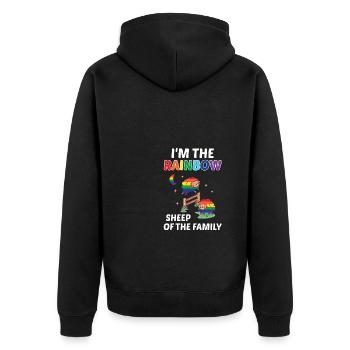 I'm The Rainbow Sheep In The Family Lesbian Love G - Unisex Premium Bio Zip Hoodie - Schwarz - Hinten - Nico (187cm)