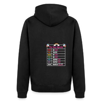 The Gay Agenda Be Gay Pride Bisexual Love Rainbow - Unisex Premium Bio Zip Hoodie - Schwarz - Hinten - Nico (187cm)