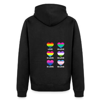 Love Is Love Transgender Diversity Rainbow Gay Lov - Unisex Premium Bio Zip Hoodie - Schwarz - Hinten - Nico (187cm)
