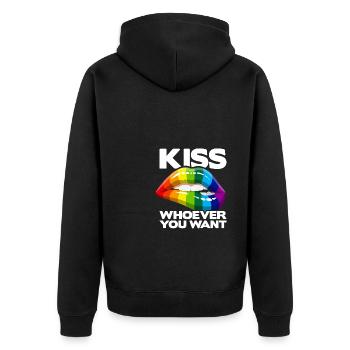 Kiss Whoever You Want Lesbian Pansexual Diversity - Unisex Premium Bio Zip Hoodie - Schwarz - Hinten - Nico (187cm)