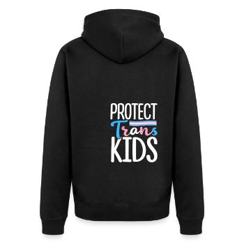 Protect Trans Kids Lgbtq Rainbow Pride Diversity Q - Unisex Premium Bio Zip Hoodie - Schwarz - Hinten - Nico (187cm)