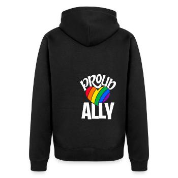 Proud Ally Rainbow Lgbtq Gay Diversity Transgender - Unisex Premium Bio Zip Hoodie - Schwarz - Hinten - Nico (187cm)