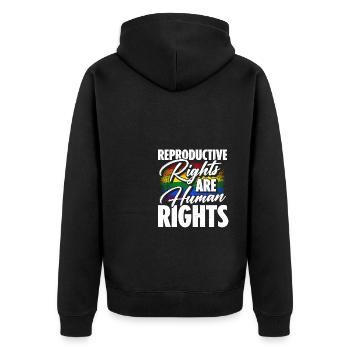 Reproductive Rights Are Human Rights Bisexual Tran - Unisex Premium Bio Zip Hoodie - Schwarz - Hinten - Nico (187cm)