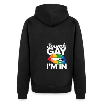 Sounds Gay I'm In Pride Rainbow Love Queer Diversi - Unisex Premium Bio Zip Hoodie - Schwarz - Hinten - Nico (187cm)