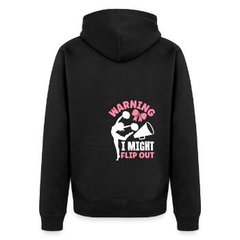 Warning I Might Flip Out Cheerleading Cheerleader - Unisex Premium Bio Zip Hoodie - Schwarz - Hinten - Nico (187cm)