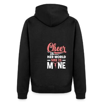 Cheer Is Her World She Is Mine Cheerleading Cheerd - Unisex Premium Bio Zip Hoodie - Schwarz - Hinten - Nico (187cm)