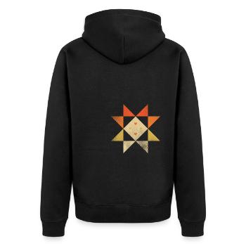Retro Graphic Knitting Wool Quilting Stitching Sew - Unisex Premium Bio Zip Hoodie - Schwarz - Hinten - Nico (187cm)