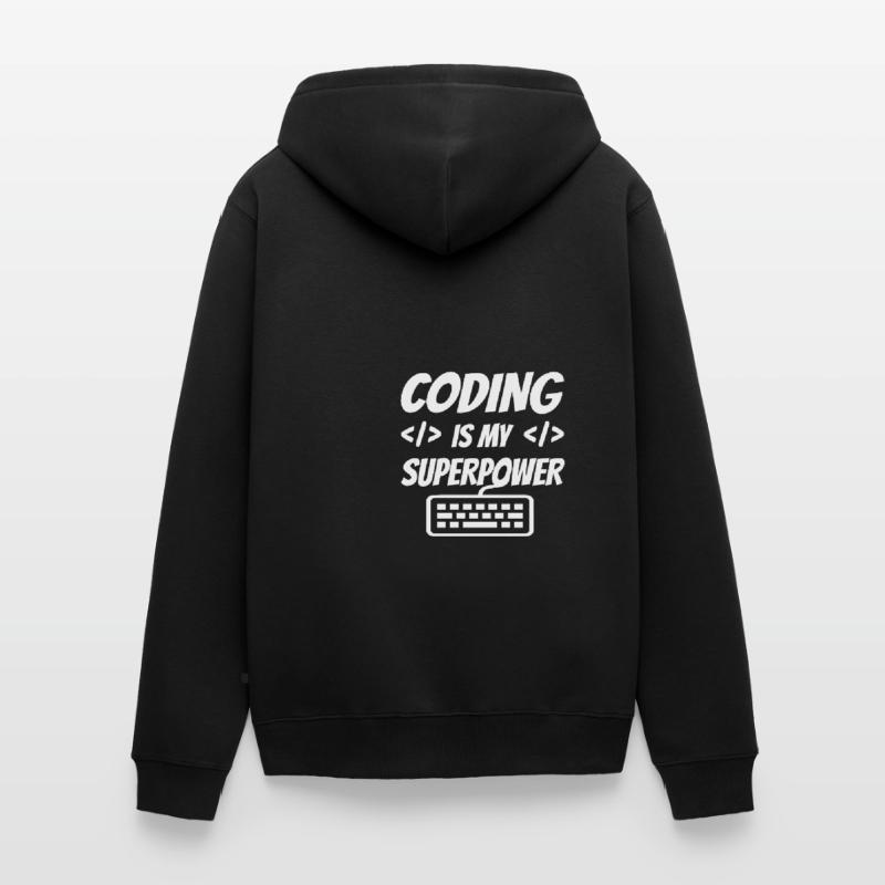 Coding Is My Superpower Programming Coder Computer Unisex Premium Bio Zip Hoodie