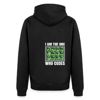 I Am The One Who Codes Programming Programmer Nerd - Unisex Premium Bio Zip Hoodie - Schwarz - Hinten - Nico (187cm)