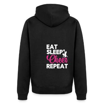 Eat Sleep Cheer Repeat Cheerleading Cheerleader Gy - Unisex Premium Bio Zip Hoodie - Schwarz - Hinten - Nico (187cm)