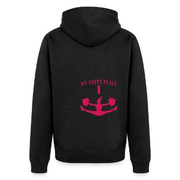 My Happy Place Cheerleading Cheerleader Gymnast Da - Unisex Premium Bio Zip Hoodie - Schwarz - Hinten - Nico (187cm)