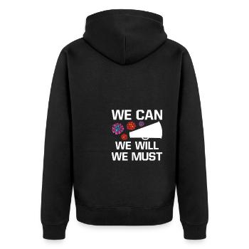 We Can We Must We Will Cheerleading Cheerleader Da - Unisex Premium Bio Zip Hoodie - Schwarz - Hinten - Nico (187cm)