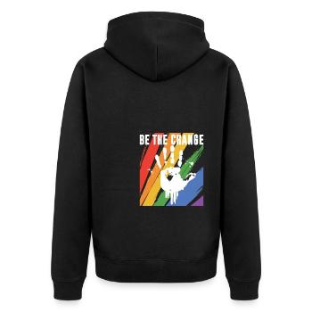 Be The Change Gay Pride Lgbtq Rainbow Transgender - Unisex Premium Bio Zip Hoodie - Schwarz - Hinten - Nico (187cm)