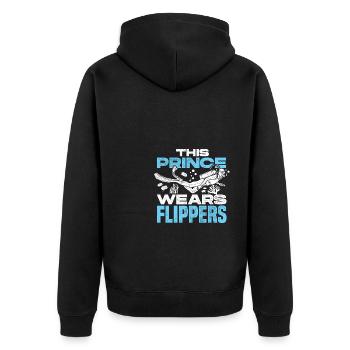 This Prince Wears Flippers Diver Scuba Diver Divin - Unisex Premium Bio Zip Hoodie - Schwarz - Hinten - Nico (187cm)
