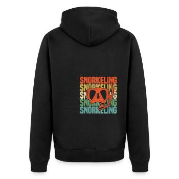 Retro Graphic Snorkeler Scuba Diver Diving Snorkel - Unisex Premium Bio Zip Hoodie - Schwarz - Hinten - Nico (187cm)