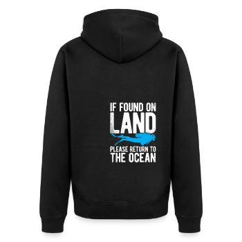 If Found On Land Please Return To The Ocean Scuba - Unisex Premium Bio Zip Hoodie - Schwarz - Hinten - Nico (187cm)