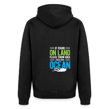 If Found On Land Please Return To The Ocean Scuba - Unisex Premium Bio Zip Hoodie - Schwarz - Hinten - Nico (187cm)