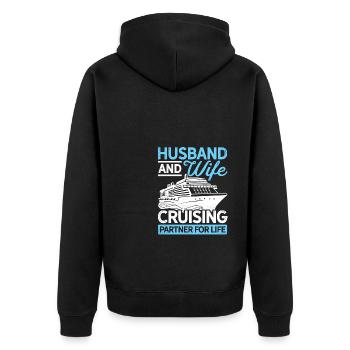 Husband And Wife Cruising Partners For Life Diver - Unisex Premium Bio Zip Hoodie - Schwarz - Hinten - Nico (187cm)